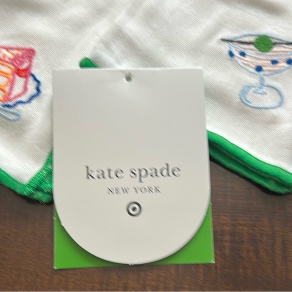 kate spade Other - Kate Spade Embroidered Drink Napkins with Green Trim
